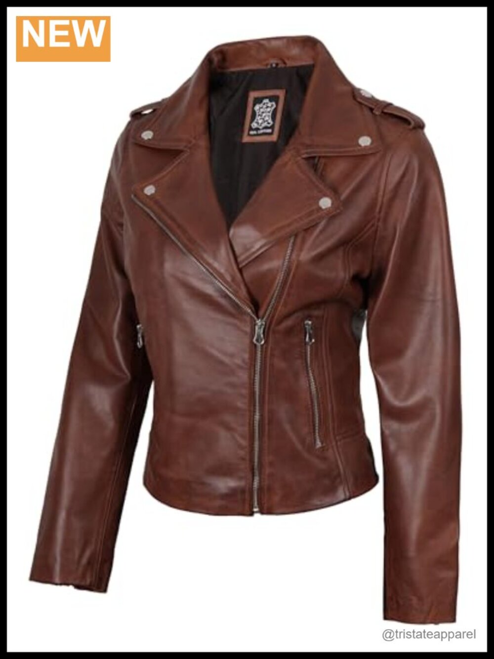 Real Lambskin Leather Jacket Asymmetrical Zip Women Moto